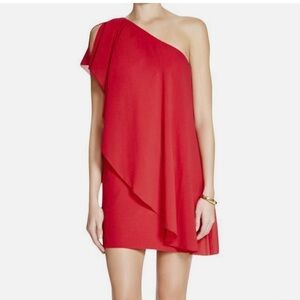 C wonder One shoulder drapped side zipper Red asymmetrical dress size M